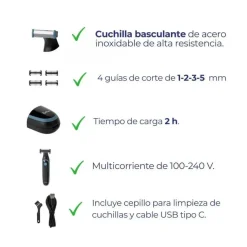 Afeitadora Barba y Corporal Recargable con Carga USB JATA JBCP3532