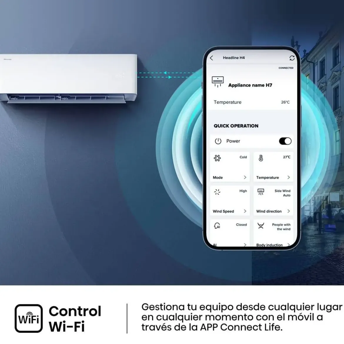 Aire acondicionado Hisense UniPure HB35XU0A Split Inverter Blanco WiFi 3010 Frigorías