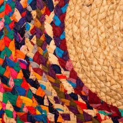Alfombra circular multicolor de yute-algodón 120x120cm