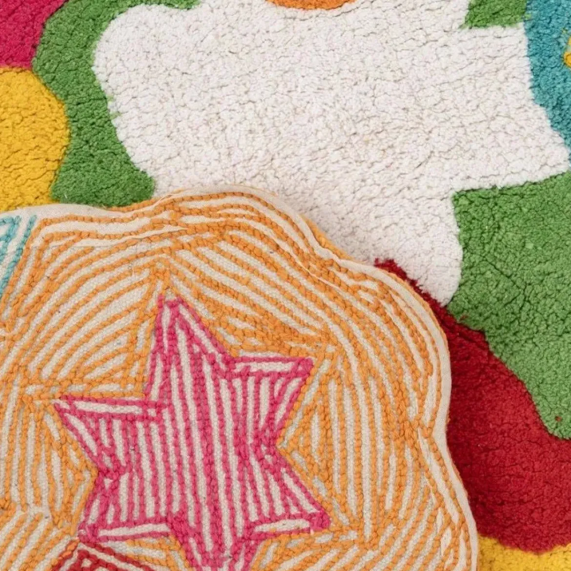 Alfombra de Algodón de 150 cm con Flores de Varios Colores 608539