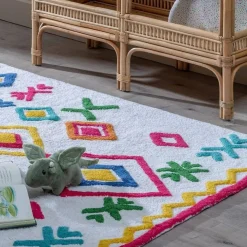 Alfombra en Algodón con Diseño Étnico Multicolor 608571