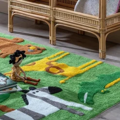 Alfombra para Niños con Animales 175x90 Fabricada con Algodón 608543