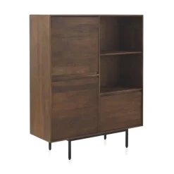 Aparador alto de 3 puertas lisas de madera de mango color natural con patas de metal GABAR 10819