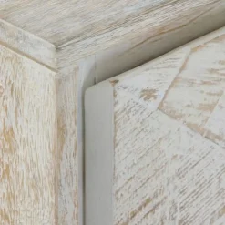 Aparador blanco patinado de tres puertas de madera de mango GABAR 10824