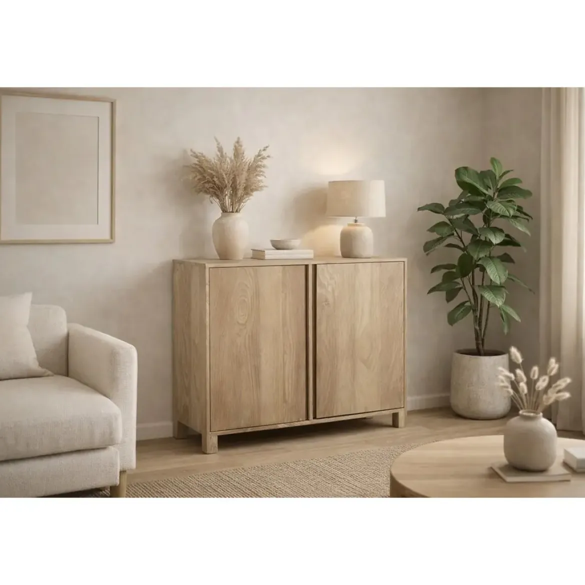 Aparador de 100 cm de Madera de Mango Natural MB-215080