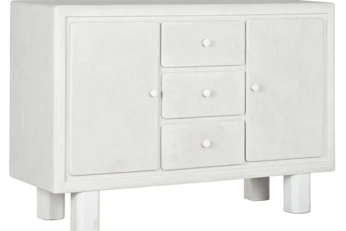 Aparador de 120 cm de MDF-Abeto Acabado Rugoso Blanco MB-216609