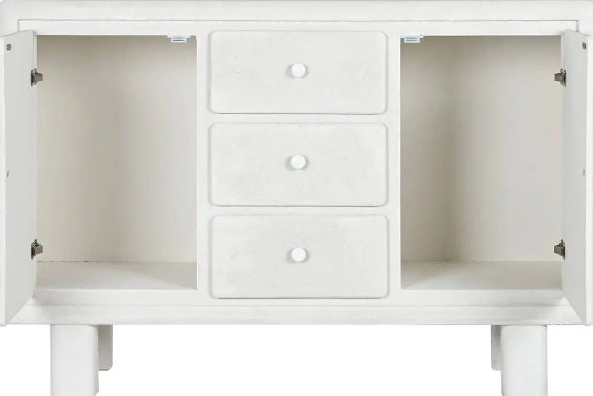 Aparador de 120 cm de MDF-Abeto Acabado Rugoso Blanco MB-216609