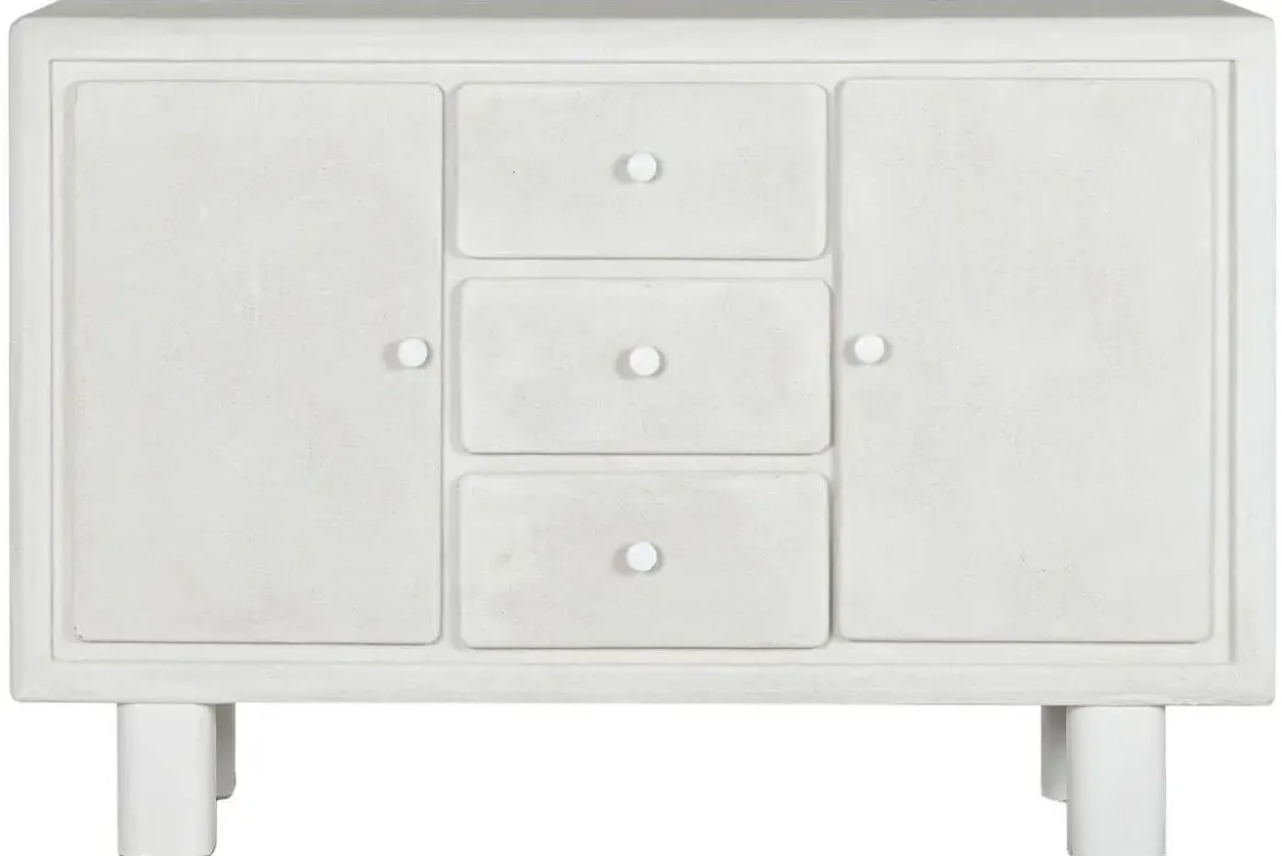 Aparador de 120 cm de MDF-Abeto Acabado Rugoso Blanco MB-216609