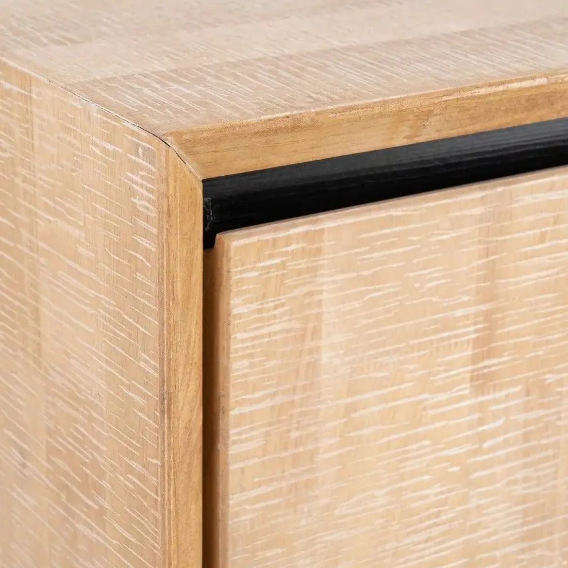 Aparador de Comedor Madera y Metal Natural Negro 200 cm 615687