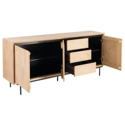 Aparador de Comedor Madera y Metal Natural Negro 200 cm 615687