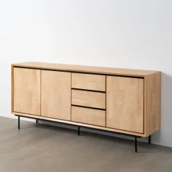 Aparador de Comedor Madera y Metal Natural Negro 200 cm 615687