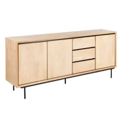 Aparador de Comedor Madera y Metal Natural Negro 200 cm 615687