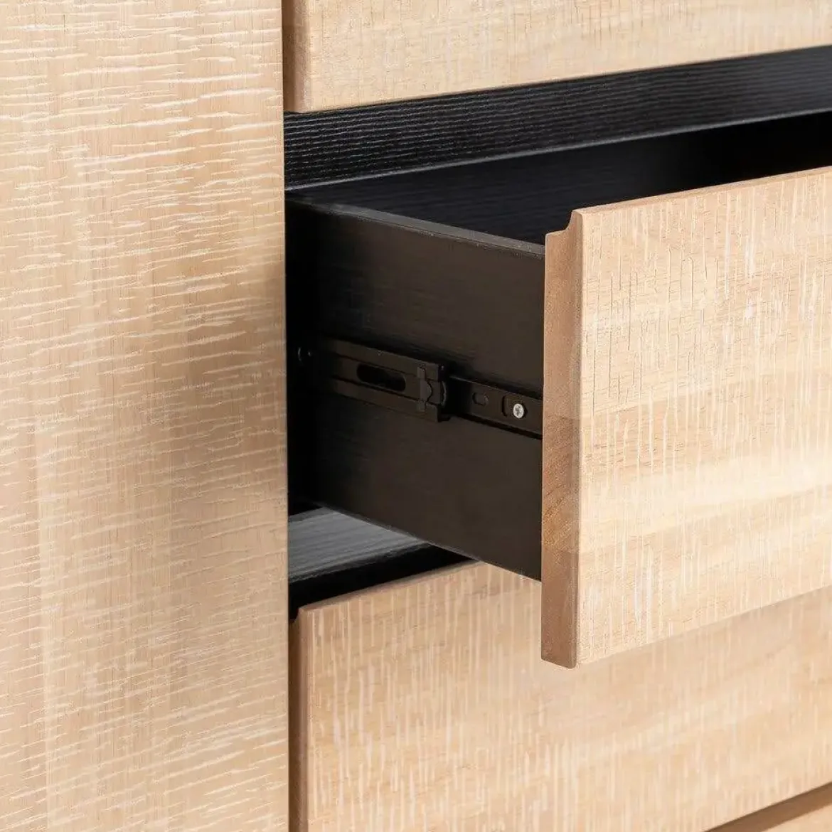 Aparador de Comedor Madera y Metal Natural Negro 200 cm 615687