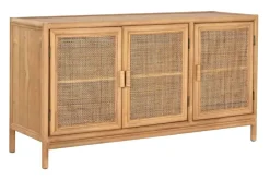 Aparador de Madera de Abeto con Ratán Natural 3 Puertas MB-220955