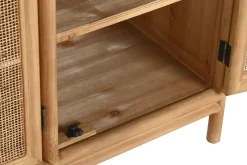 Aparador de Madera de Abeto con Ratán Natural 3 Puertas MB-220955