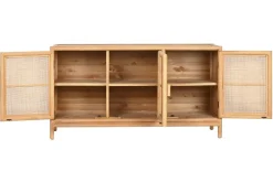 Aparador de Madera de Abeto con Ratán Natural 3 Puertas MB-220955