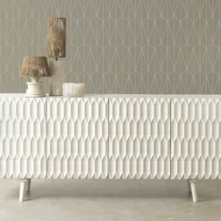 Aparador de madera de mango blanco lavado de 4 puertas y patas de madera GABAR 10690