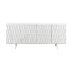 Aparador de madera de mango blanco lavado de 4 puertas y patas de madera GABAR 10690