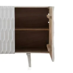 Aparador de madera de mango blanco lavado de 4 puertas y patas de madera GABAR 10690