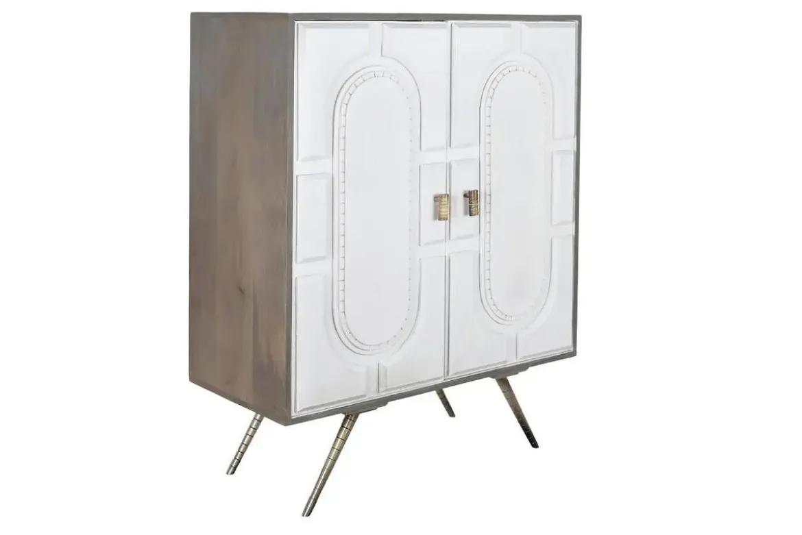 Aparador de Madera de Mango y Latón Blanco Rombo MB-200453