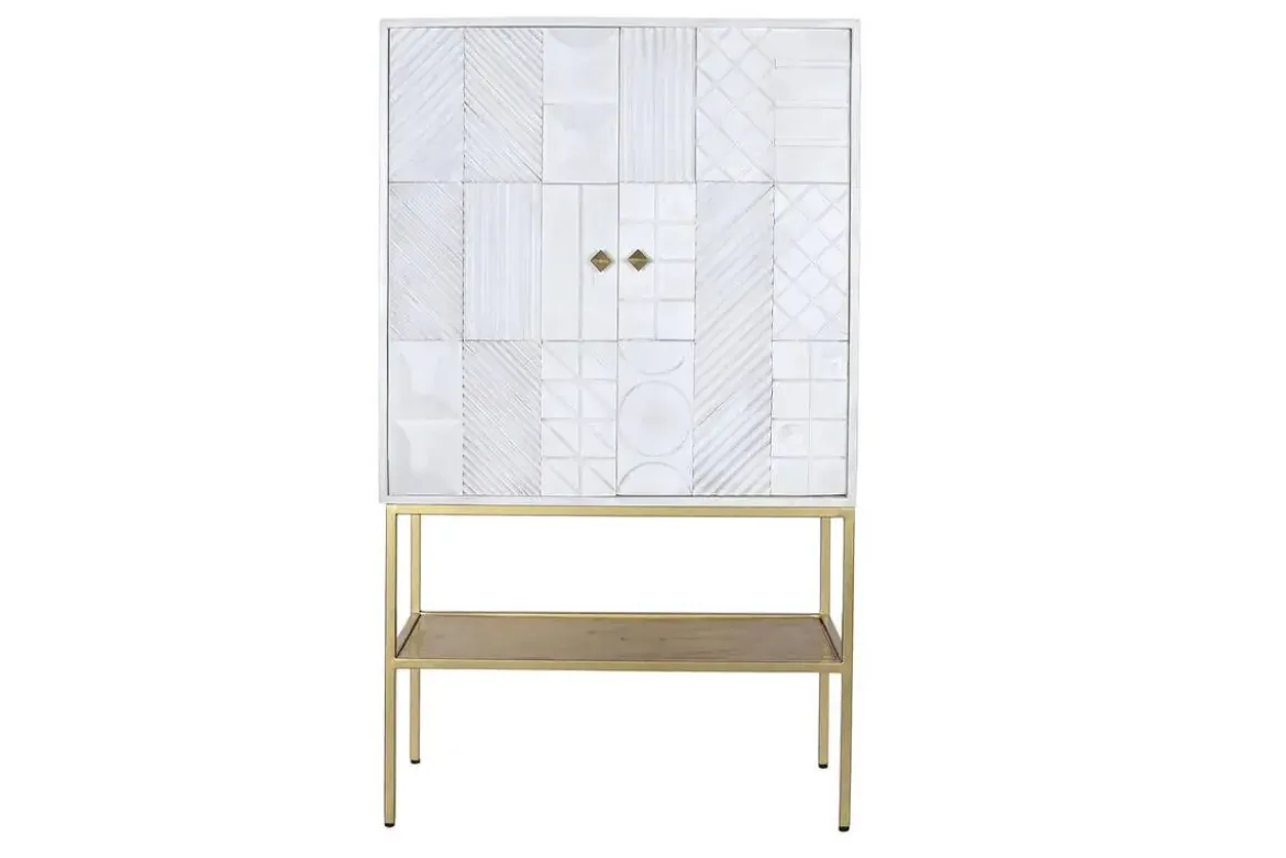 Aparador de Madera de Mango y Metal Blanco MB-200449