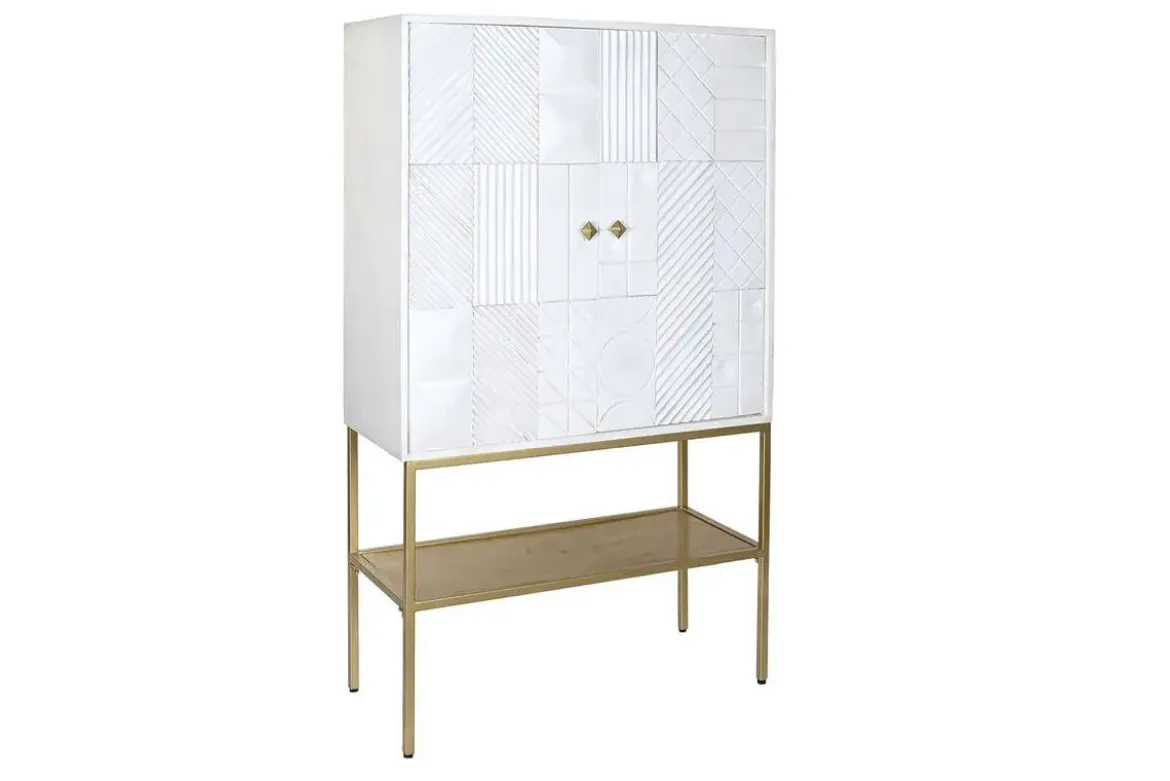 Aparador de Madera de Mango y Metal Blanco MB-200449