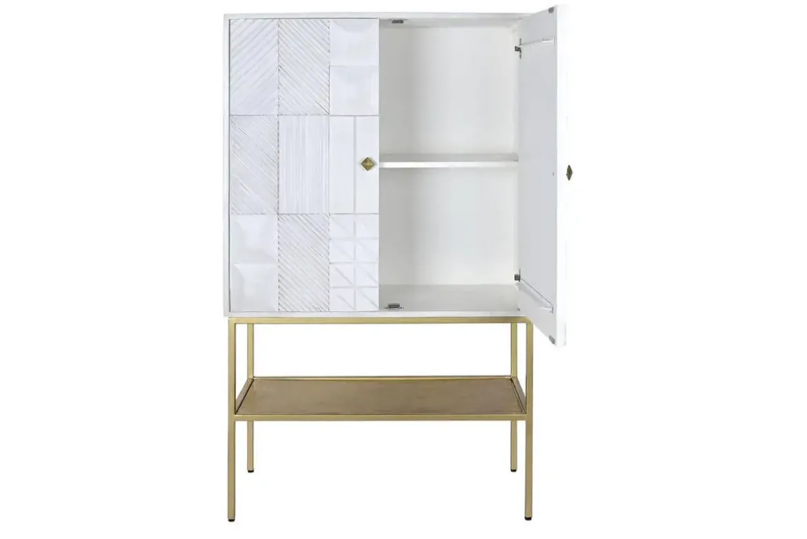 Aparador de Madera de Mango y Metal Blanco MB-200449
