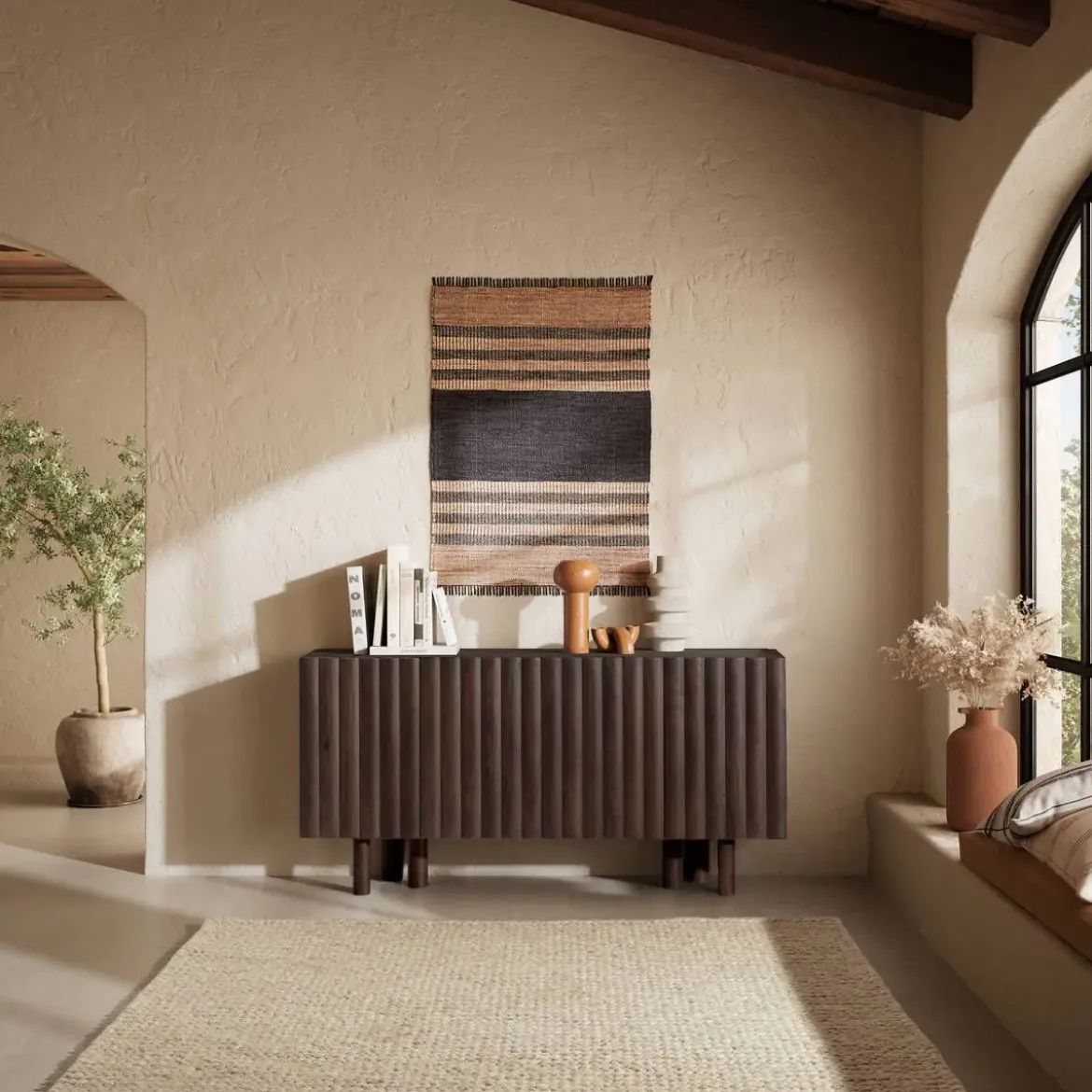 Aparador de Madera Maciza de Mango 160 cm Nogal TAMIRA