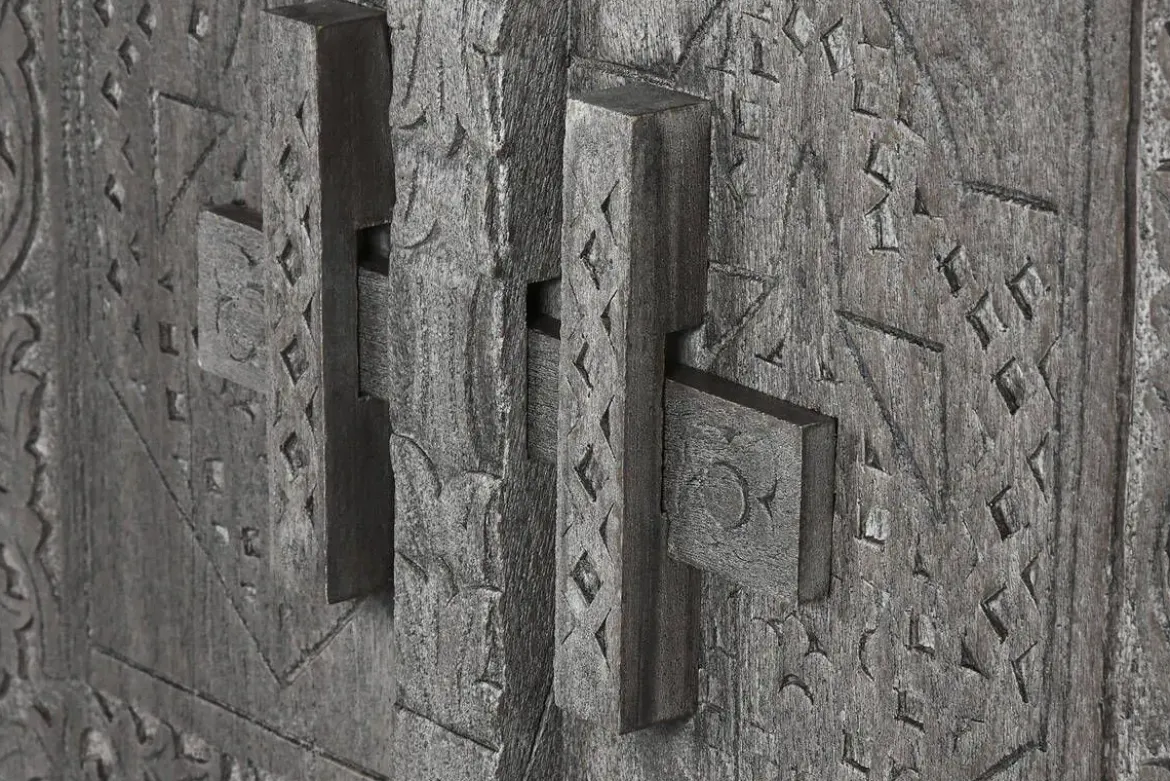 Aparador de Madera Tallado en Gris MB-214799