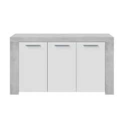 Aparador de melamina ArtiK acabado cemento y blanco 016620L