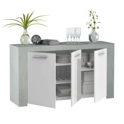 Aparador de melamina ArtiK acabado cemento y blanco 016620L