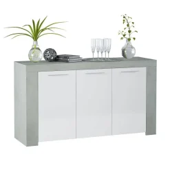Aparador de melamina ArtiK acabado cemento y blanco 016620L