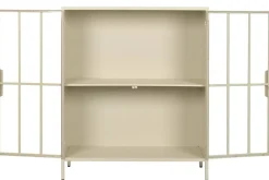 Aparador de Metal con 2 Puertas de Cristal Templado MB-227915
