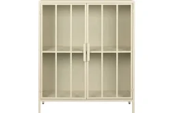 Aparador de Metal con 2 Puertas de Cristal Templado MB-227915