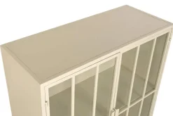 Aparador de Metal con 2 Puertas de Cristal Templado MB-227915