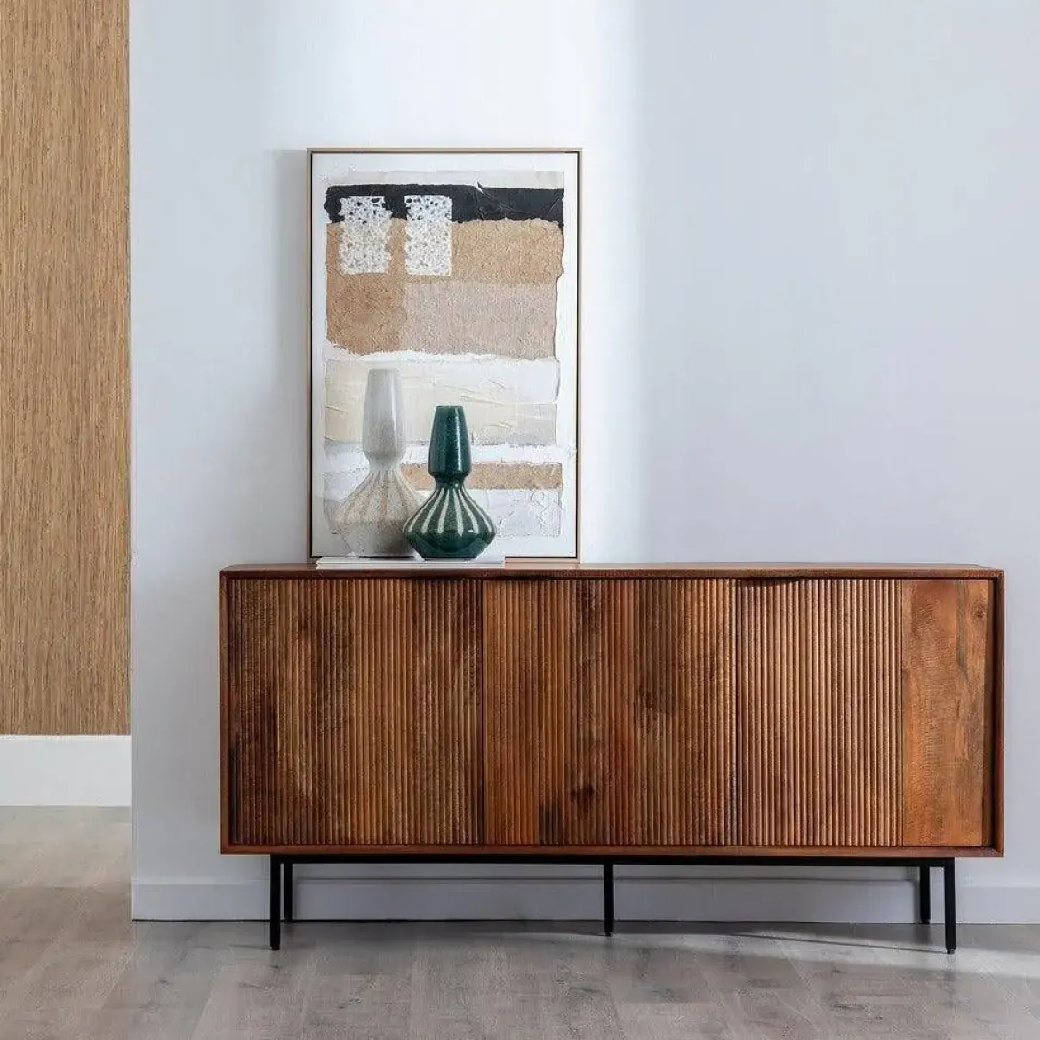 Aparador de Salón de Madera de Mango y Patas de Metal 612721