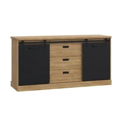 Aparador de Salón en Roble Waterford y Negro KASZIMIRO KZMK231-M328