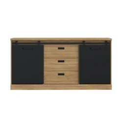Aparador de Salón en Roble Waterford y Negro KASZIMIRO KZMK231-M328
