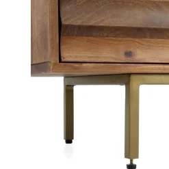 Aparador de tres puertas en madera de mango natural con patas metálicas doradas GABAR 10705