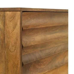 Aparador de tres puertas en madera de mango natural con patas metálicas doradas GABAR 10705