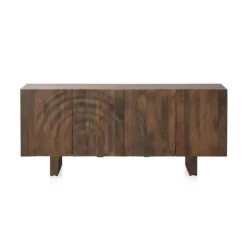 Aparador en acabado natural en madera de mango con puertas de ondas y patas de madera GABAR 11036