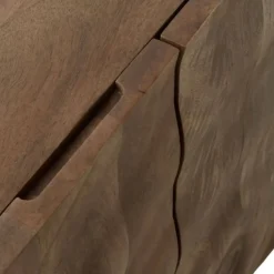 Aparador en acabado natural en madera de mango con puertas de ondas y patas de madera GABAR 11036