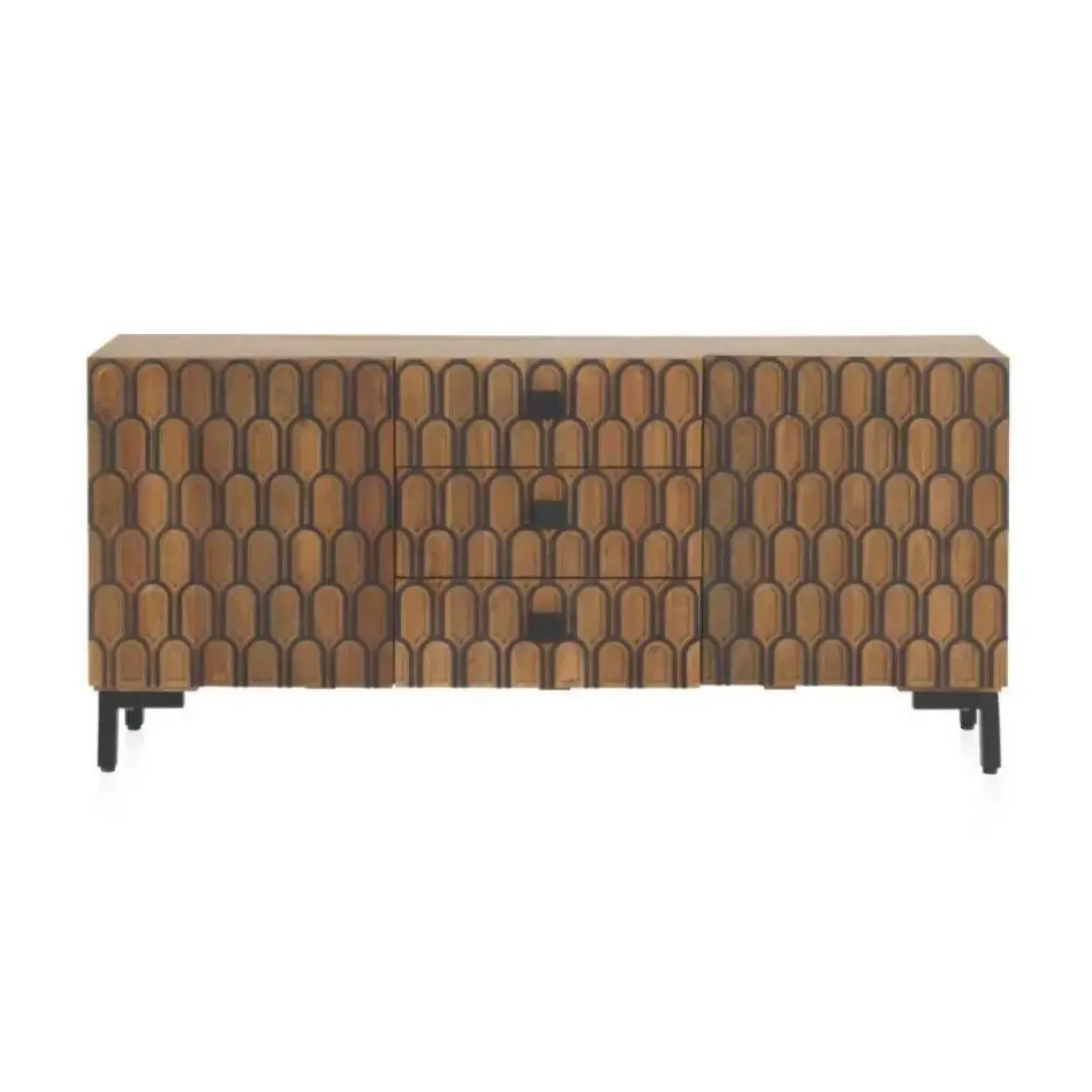 Aparador en madera de mango bicolor (natural y negro) de estilo clásico GABAR 10691
