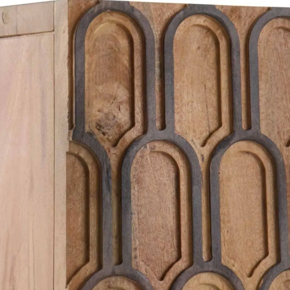 Aparador en madera de mango bicolor (natural y negro) de estilo clásico GABAR 10691