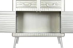 Aparador Industrial de Metal y MDF Color Plateado MB-210122
