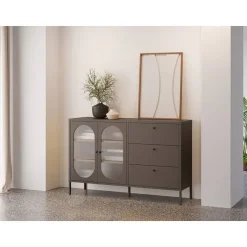 Aparador Metálico con Puertas de Cristal 140 cm COLORBURST