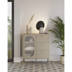 Aparador Metálico con Puertas de Cristal 80 cm COLORBURST