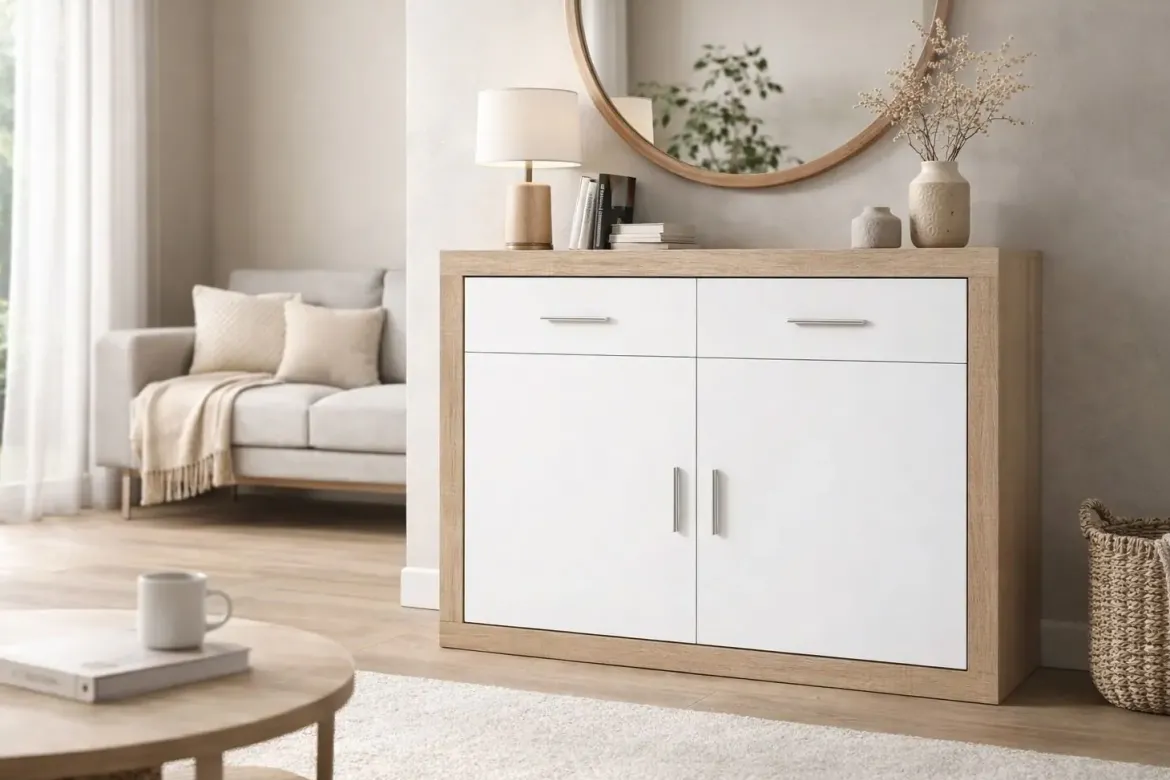 Aparador 2 puertas LARA 90x120x41 en color cambrian blanco