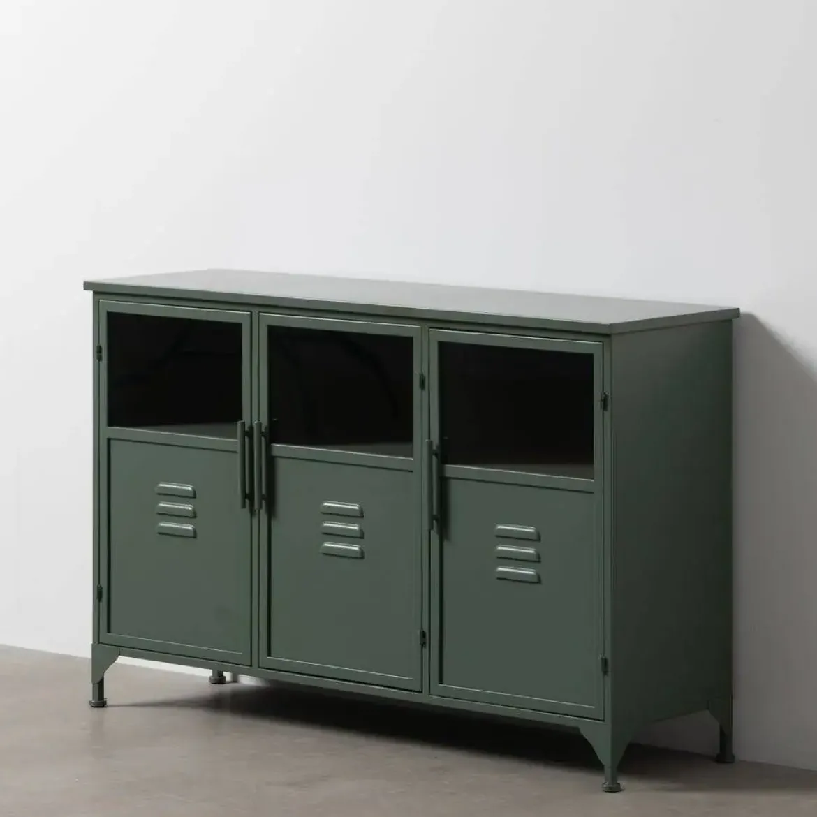 Aparador Verde Mental de Metal-Cristal 611362