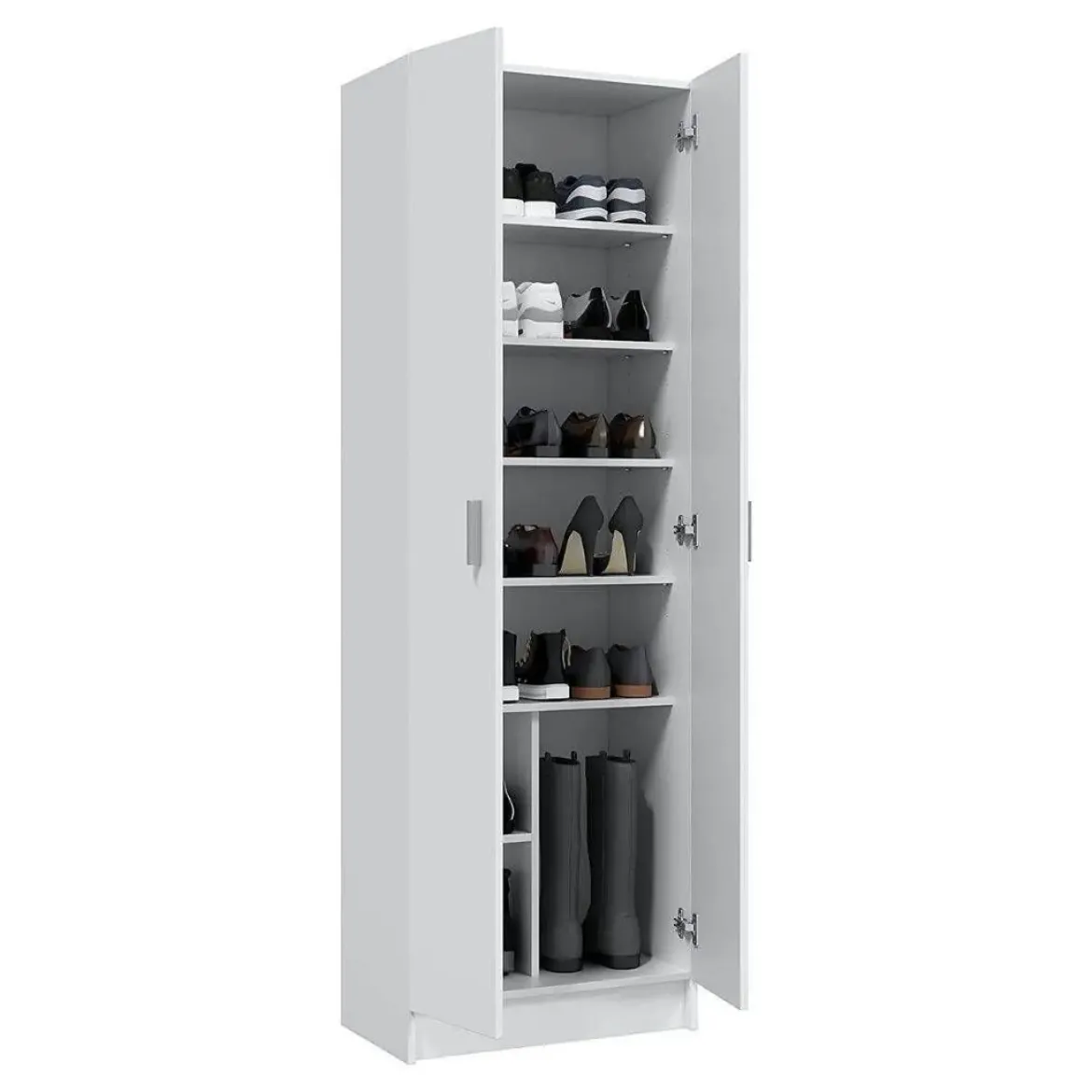 Armario auxiliar blanco de melamina con 2 puertas y 5 estantes regulables 007146O